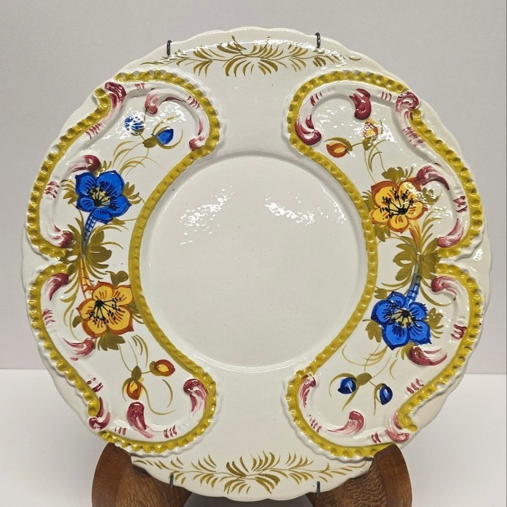 Vintage Ardalt Floral Majolica Decorative Plate Wall Hanging Italy